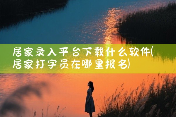 居家录入平台下载什么软件